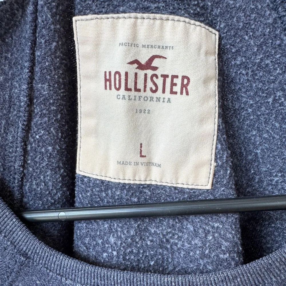 Hollister Blue Heathered Sweatshirt Bejeweled Logo Size Large EUC - Picture 3 of 4
